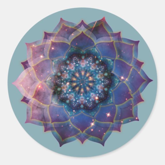 Boho Nebula Bloom | Mandala Ontwerp Ronde Sticker (Voorkant)