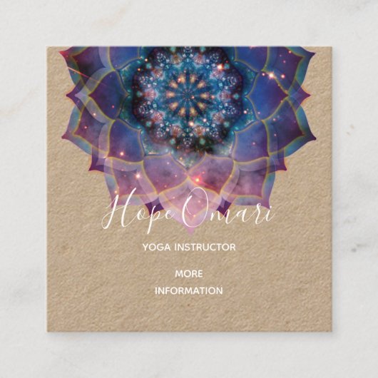 Boho Nebula Bloom | Mandala-ontwerp Vierkante Visitekaartje (Voorkant)