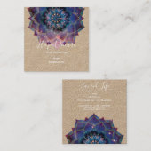 Boho Nebula Bloom | Mandala-ontwerp Vierkante Visitekaartje (Voorkant / Achterkant)
