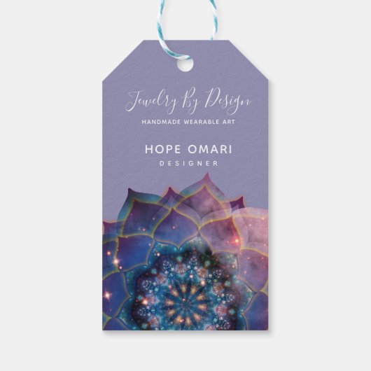 Boho Nebula Mandala, Mystical Cadeaulabel (Achterkant)