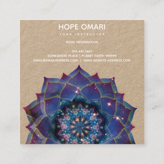 Boho Nebula Mandala, Mystical Vierkante Visitekaartje (Achterkant)