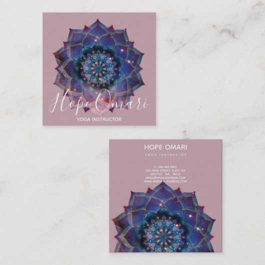 Boho Nebula Mandala, Mystical Vierkante Visitekaartje (Voorkant / Achterkant)