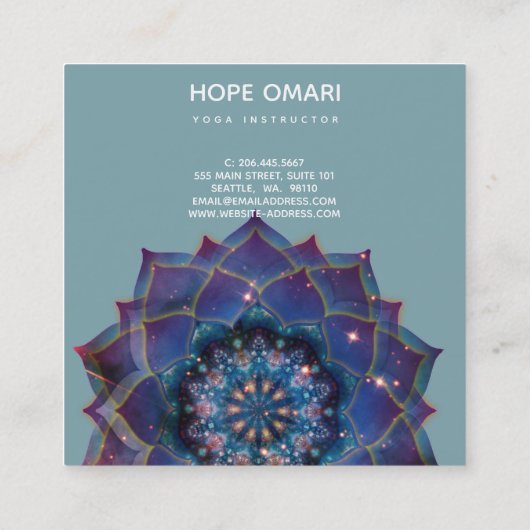 Boho Nebula Mandala, Mystical Vierkante Visitekaartje (Achterkant)