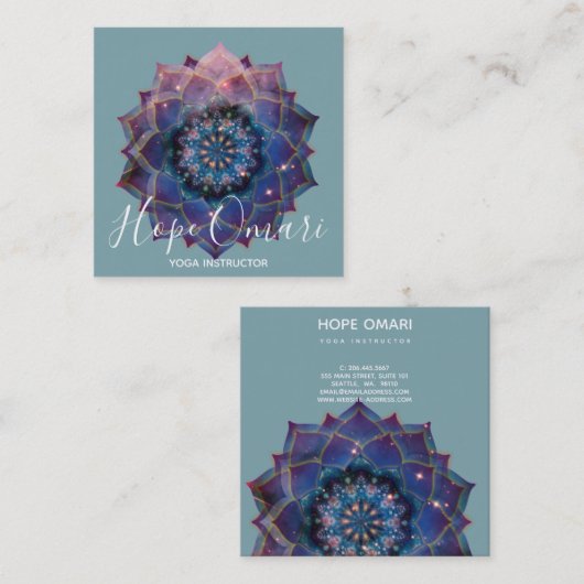 Boho Nebula Mandala, Mystical Vierkante Visitekaartje (Voorkant / Achterkant)