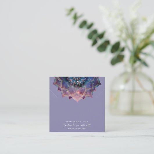 Boho Nebula Mandala, Mystical Vierkante Visitekaartje (Staand voorkant)