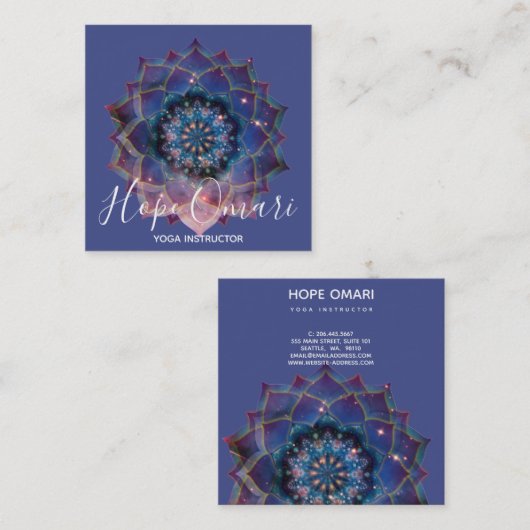 Boho Nebula Mandala, Mystical Vierkante Visitekaartje (Voorkant / Achterkant)