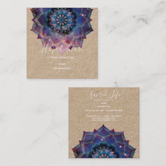 Boho Nebula Mandala, Mystical Vierkante Visitekaartje (Voorkant / Achterkant)