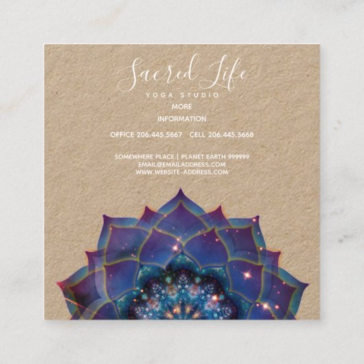 Boho Nebula Mandala, Mystical Vierkante Visitekaartje (Achterkant)