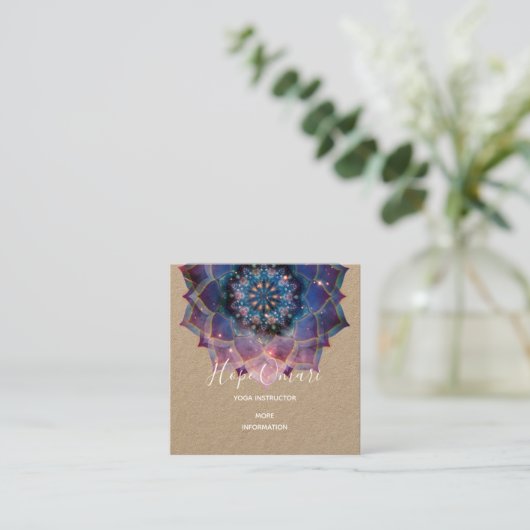 Boho Nebula Mandala, Mystical Vierkante Visitekaartje (Staand voorkant)