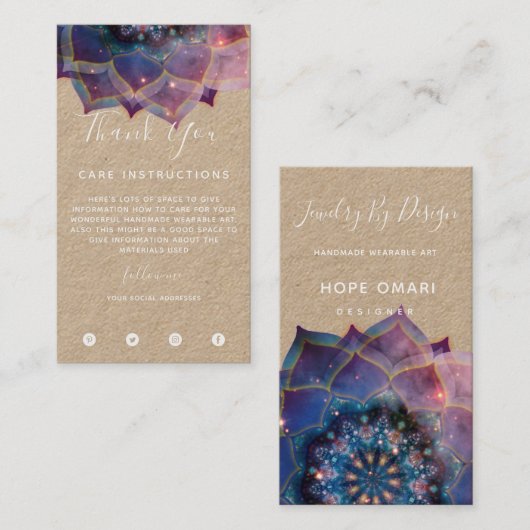 Boho Nebula Mandala, Mystical Visitekaartje (Voorkant / Achterkant)