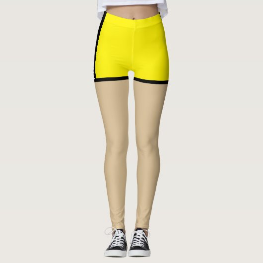 Boho neon Geel Uniek nep shorts ontwerp Leggings (Voorkant)