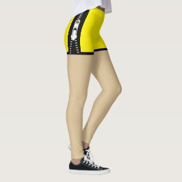 Boho neon Geel Uniek nep shorts ontwerp Leggings