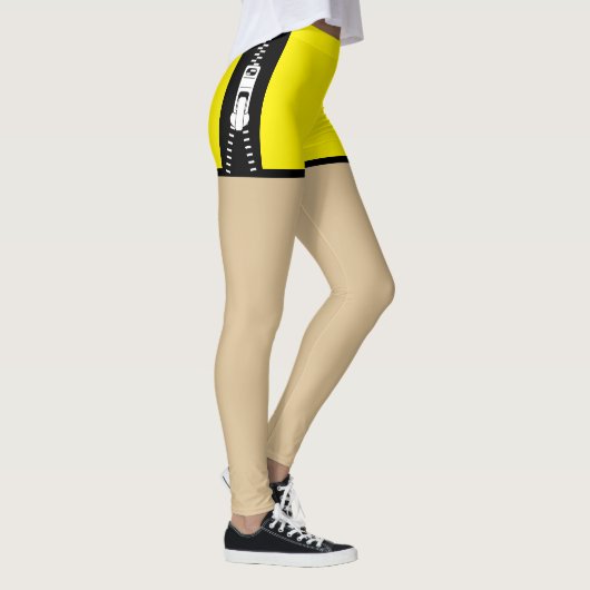 Boho neon Geel Uniek nep shorts ontwerp Leggings (Rechts)