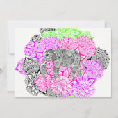 Boho neon roze floral mandala elephant Sweet 16 Kaart (Achterkant)