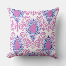 Boho Neon Roze Jewel Tone Pauw Veer Kussen