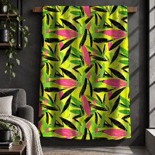 Boho Neon Roze Lime Groen Penseelstreek Deken Thui