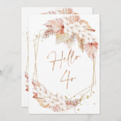 Boho Nep Rose Goud Hallo 40 Verjaardagsuitnodiging Kaart (Voorkant / Achterkant)