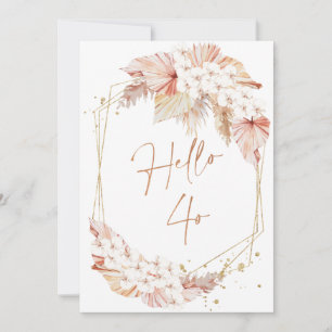 Boho Nep Rose Goud Hallo 40 Verjaardagsuitnodiging Kaart