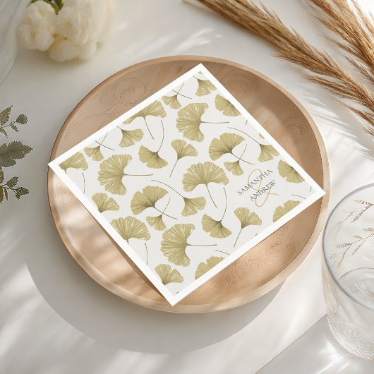 Boho nepgoud botanisch patroon monogram servet
