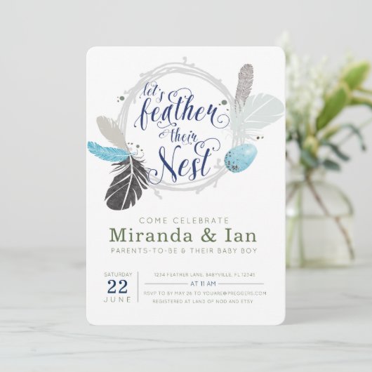 Boho Nest Baby Shower Uitnodiging (Staand voorkant)