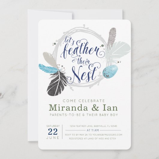 Boho Nest Baby Shower Uitnodiging (Voorkant)