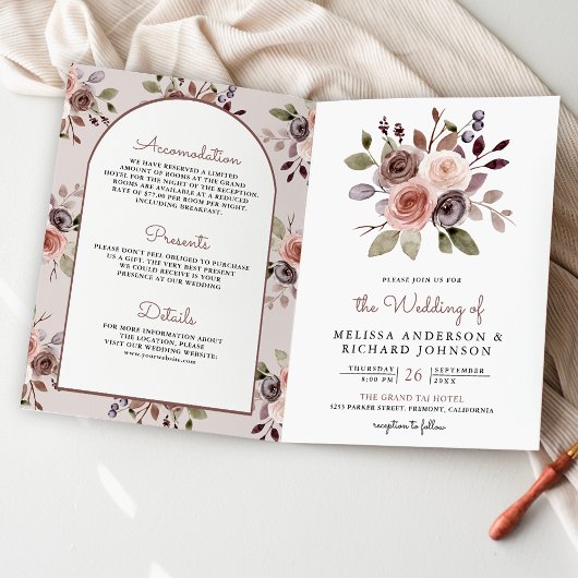 Boho Neutraal Aardse Taupe Bloem QR Code Bruiloft