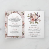 Boho Neutraal Aardse Taupe Bloem QR Code Bruiloft (Binnen)