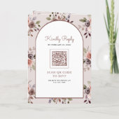 Boho Neutraal Aardse Taupe Bloem QR Code Bruiloft (Achterkant)