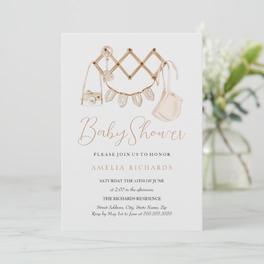 Boho Neutraal Baby shower Kaart (Staand voorkant)