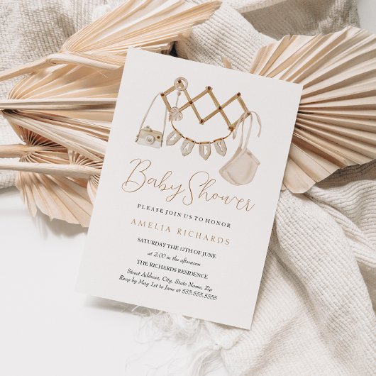 Boho Neutraal Baby shower Kaart