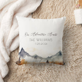 Boho Neutraal Berg Bruiloft Koppel Kussen
