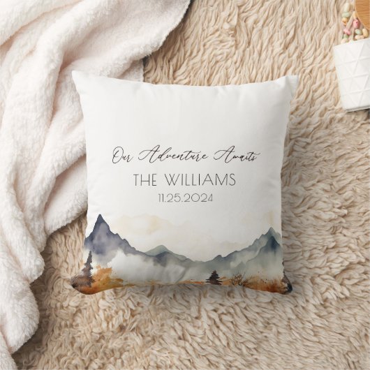 Boho Neutraal Berg Bruiloft Koppel Kussen (Deken)