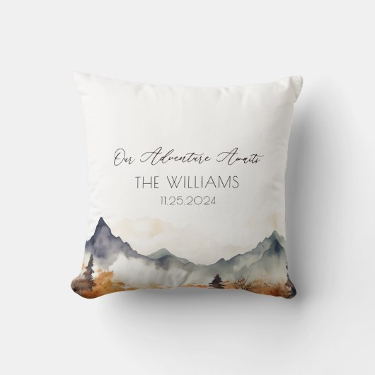 Boho Neutraal Berg Bruiloft Koppel Kussen (Voorkant)