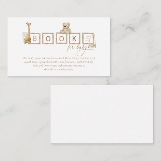 Boho neutraal hout blokletters voor Baby Informatiekaartje (Voorkant / Achterkant)