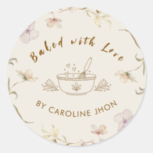 Boho Neutraal Vintage Baksticker cookie squad Ronde Sticker