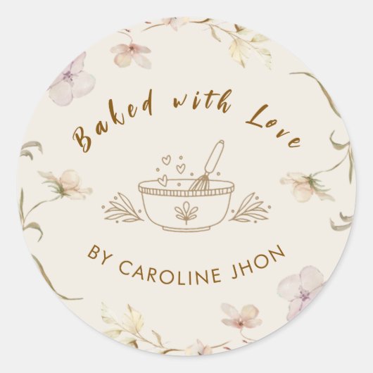 Boho Neutraal Vintage Baksticker | cookie squad Ronde Sticker (Voorkant)