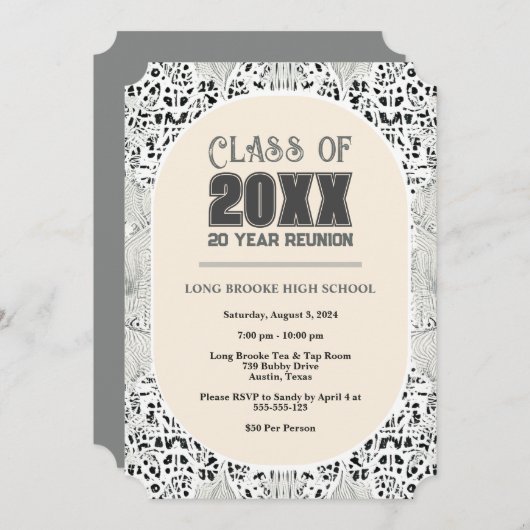  Boho Neutral 20 jaar High School Reunion Kaart (Voorkant / Achterkant)