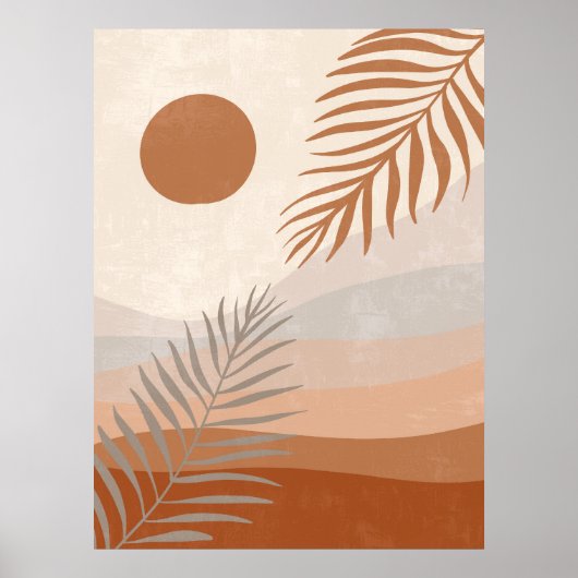 Boho Neutral Abstract Landschap Botanische Wandkun Poster (Voorkant)