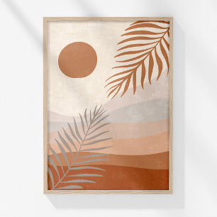 Boho Neutral Abstract Landschap Botanische Wandkun Poster