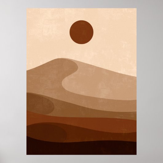 Boho Neutral Abstract Landschap Desert Wall Art Poster (Voorkant)