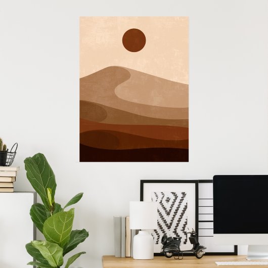 Boho Neutral Abstract Landschap Desert Wall Art Poster (Thuiskantoor)