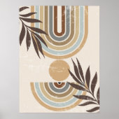 Boho Neutral Abstracte regenbogen en bladeren muur Poster (Voorkant)