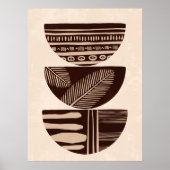Boho Neutral Abstracte Tribal Bowls Wall Art Poster (Voorkant)
