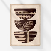 Boho Neutral Abstracte Tribal Bowls Wall Art Poster