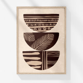 Boho Neutral Abstracte Tribal Bowls Wall Art Poster