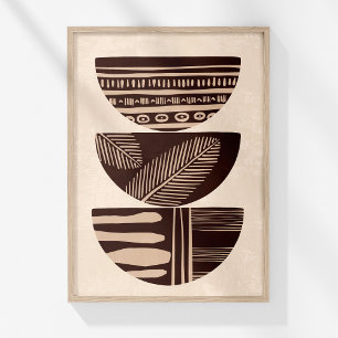 Boho Neutral Abstracte Tribal Bowls Wall Art Poster