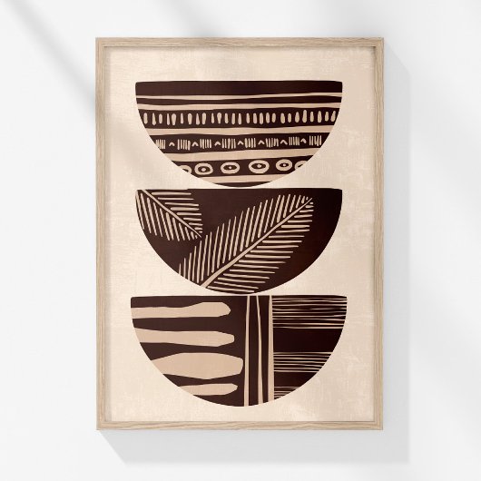 Boho Neutral Abstracte Tribal Bowls Wall Art Poster