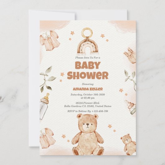 Boho Neutral Baby shower Invitation Kaart (Voorkant)