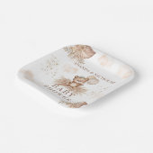 Boho Neutral Baby shower Teddybeer Papieren Bordje (Gebogen)