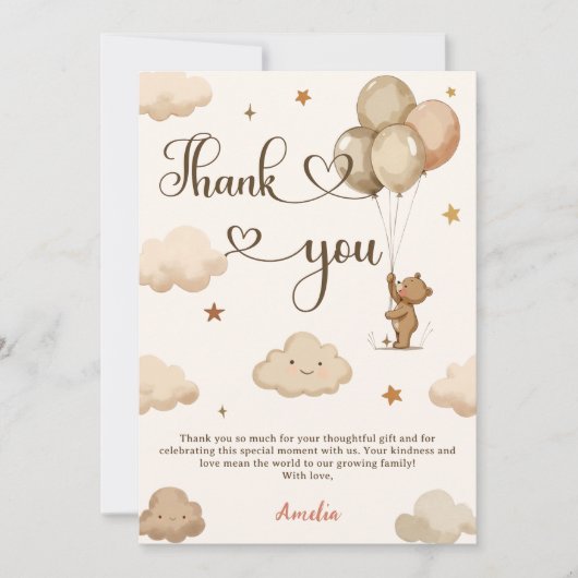 Boho Neutral Bearly Wait Teddy Bear-Baby shower Bedankkaart (Voorkant)